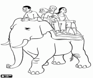 desenho de Um elefante como um táxi para colorir