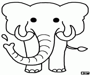 desenho de Um elefante visto de frente para colorir