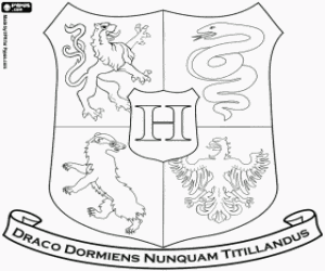 desenho de O emblema da Escola Hogwarts para colorir