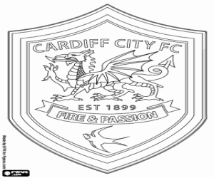desenho de Emblema do Cardiff City FC para colorir