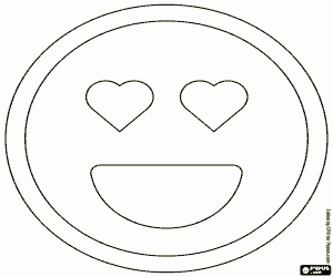 desenho de Emoticon com cara de amor para colorir