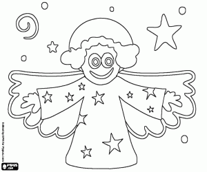 desenho de Um engraçado anjo de Natal para colorir