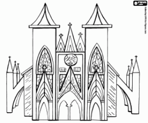 desenho de Um enorme catedral gótica para colorir