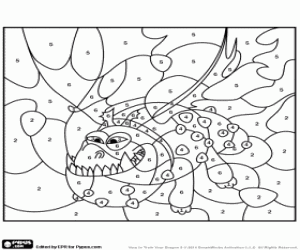 desenho de Enorme dragão, colorir por números para colorir