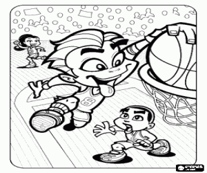 desenho de Uma enterrada em um jogo de basquete para colorir