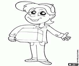 desenho de Um entregador com o pacote para colorir