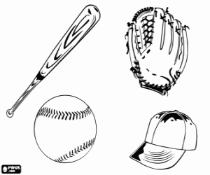 desenho de Equipamento para jogar beisebol para colorir