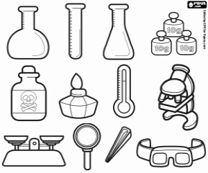 desenho de Equipamentos de laboratório químico para colorir
