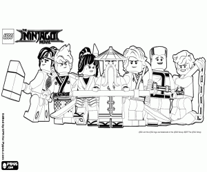 desenho de Equipe de ninjas com Wu, Lego Ninjago para colorir