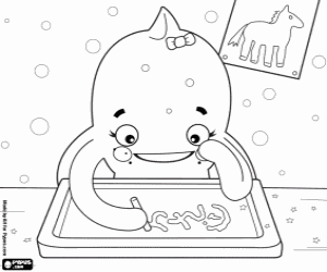 desenho de Escrita e polvo fêmea Pypus para colorir