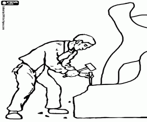 desenho de O escultor cinzela a pedra para colorir