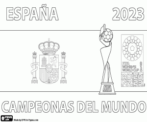 desenho de Espanha, campeã mundial feminina 2023 para colorir