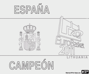 desenho de Espanha, campeão do EuroBasket 2011 para colorir