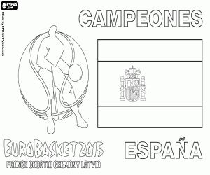 desenho de Espanha, campeão do EuroBasket 2015 para colorir