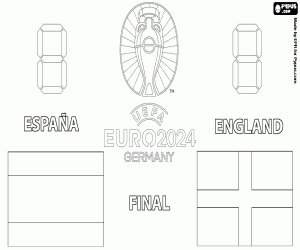 desenho de Espanha - Inglaterra, UEFA Euro 2024 para colorir