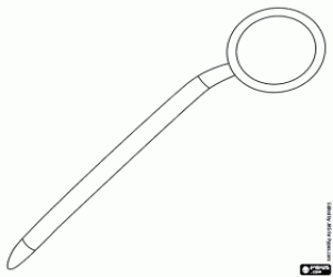 desenho de Espelho bucal, espelho do dentista para colorir