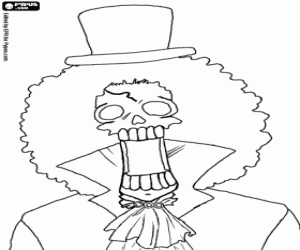 desenho de O esqueleto Brook de One Piece para colorir