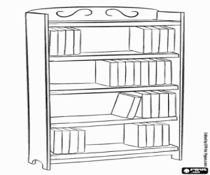 desenho de Uma estante com livros para colorir