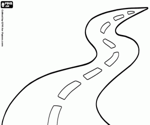desenho de Uma estrada de duas pistas com curvas para colorir