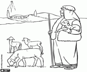 desenho de Estrela de Belém e o pastor para colorir