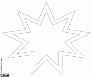 desenho de Estrela de nove pontas Bahai para colorir