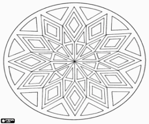 desenho de Estrela em uma mandala circular para colorir
