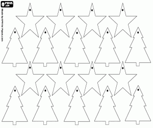 desenho de Estrelas e abetos para decorar para colorir