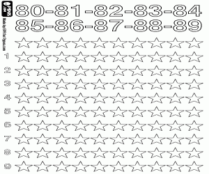 desenho de Estrelas conto de 80 a 89 para colorir