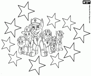 desenho de Estrelas e cães de Paw Patrol para colorir