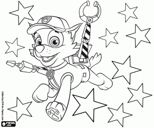 desenho de Estrelas e o cão Rocky para colorir