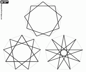 desenho de Estrelas com nove pontos para colorir