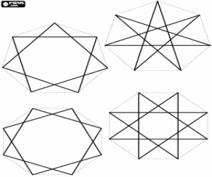 desenho de Estrelas com sete e oito pontos para colorir