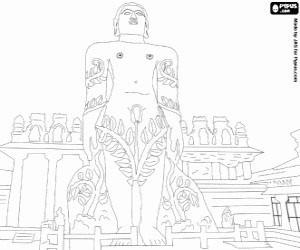 desenho de Uma estátua monolito de Bahubali para colorir