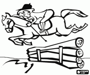desenho de Um exercício de saltos no hipismo para colorir
