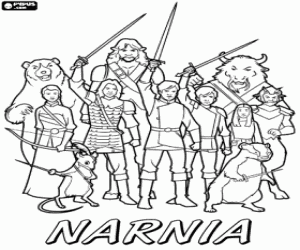 desenho de Exército de Nárnia com armas prontas para colorir