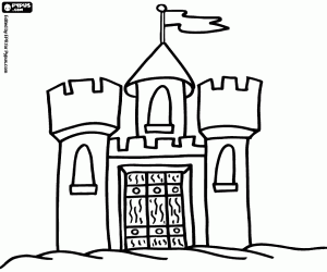 desenho de Fachada de um castelo pequeno para colorir