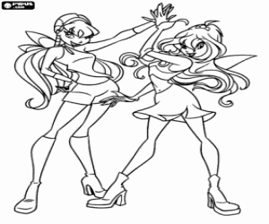 desenho de Fadas do clube winx, Bloom y Stella para colorir