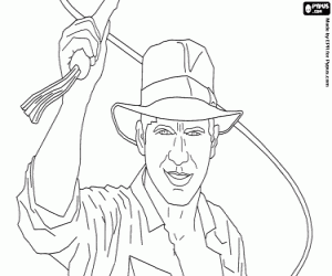 desenho de O famoso personagem, Indiana Jones para colorir