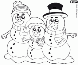 desenho de Família de bonecos de neve para colorir