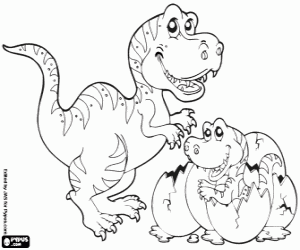 desenho de Família de Tiranossauro Rex para colorir