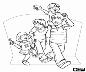 desenho de Uma família feliz no dia do pai para colorir