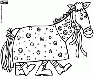desenho de Fantasia de cavalo para o Carnaval para colorir