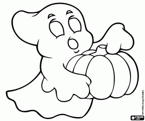 desenho de Fantasma e abóbora para o Halloween para colorir