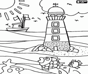 desenho de Um farol para orientar os navios para colorir