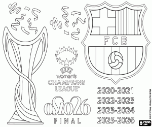 desenho de FC Barcelona, Liga dos Campeões 2025-2026 para colorir