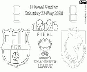 desenho de FC Barcelona - OL Lyonnes, final 2026 para colorir
