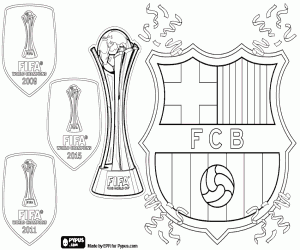 desenho de FC Barcelona, três vezes campeão mundial para colorir
