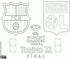 desenho de FC Barcelona x Olympique Lyon, final para colorir