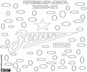 desenho de FC Zenit, campeão 2020-2021 para colorir