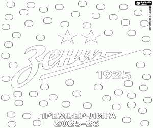 desenho de FC Zenit, campeão 2025-2026 para colorir